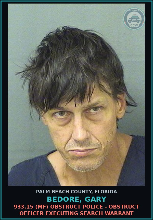 Booking mugshot of BEDORE, GARY in Palm Beach County