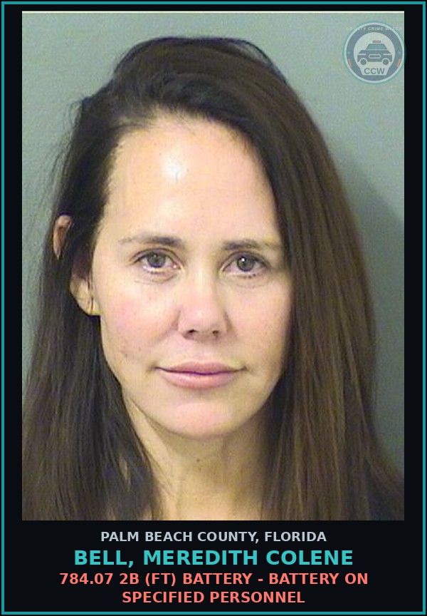 Booking mugshot of BELL, MEREDITH COLENE in Palm Beach County