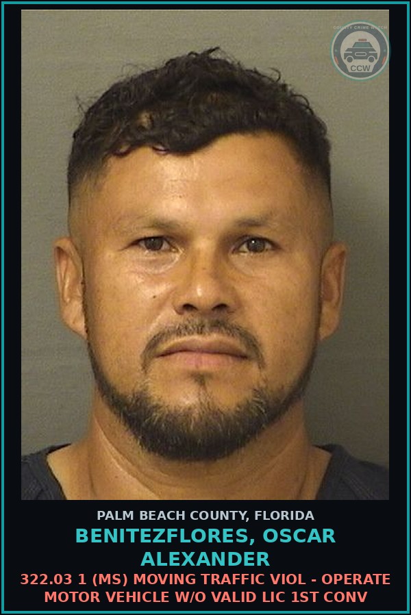 Booking mugshot of BENITEZFLORES, OSCAR ALEXANDER in Palm Beach County