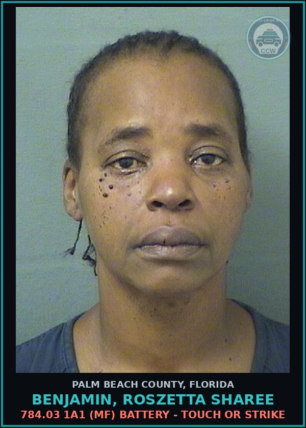 Booking mugshot of BENJAMIN, ROSZETTA SHAREE in Palm Beach County