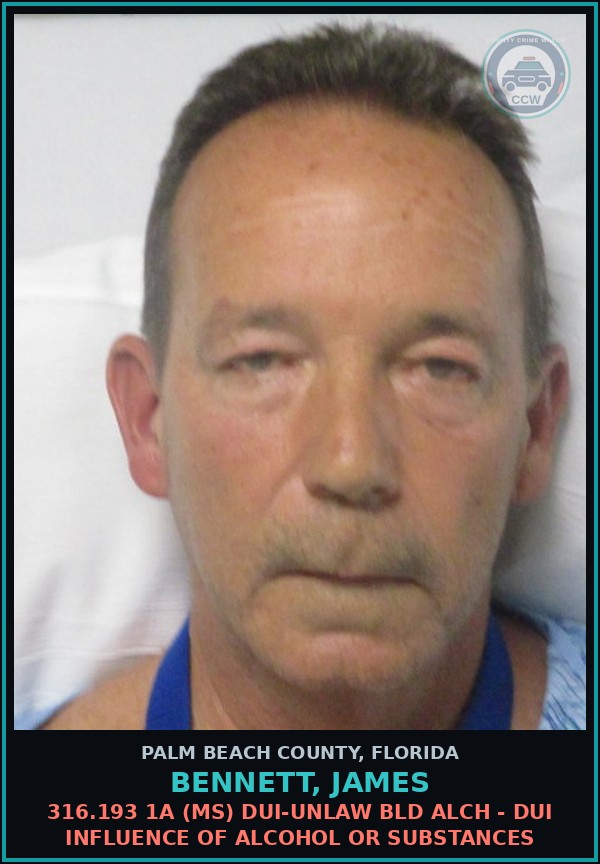 Booking mugshot of BENNETT, JAMES in Palm Beach County
