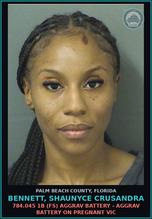 Booking mugshot of BENNETT, SHAUNYCE CRUSANDRA in Palm Beach County
