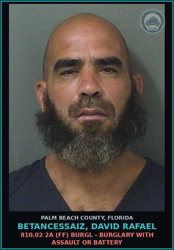 Booking mugshot of BETANCESSAIZ, DAVID RAFAEL in Palm Beach County
