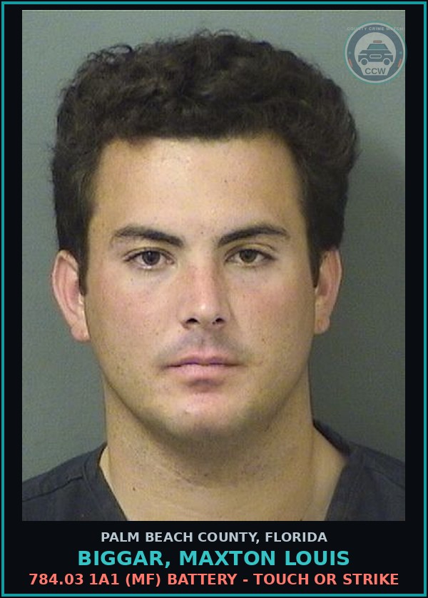 Booking mugshot of BIGGAR, MAXTON LOUIS in Palm Beach County