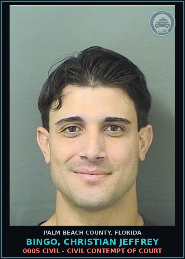 Booking mugshot of BINGO, CHRISTIAN JEFFREY in Palm Beach County