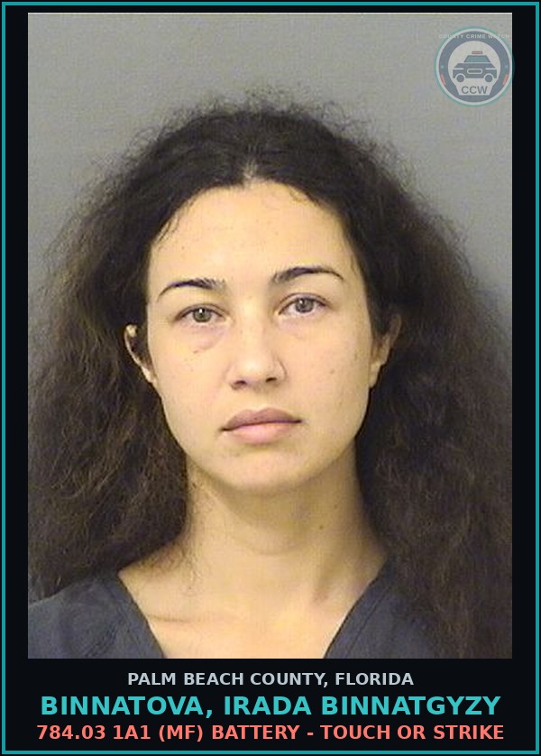 Booking mugshot of BINNATOVA, IRADA BINNATGYZY in Palm Beach County