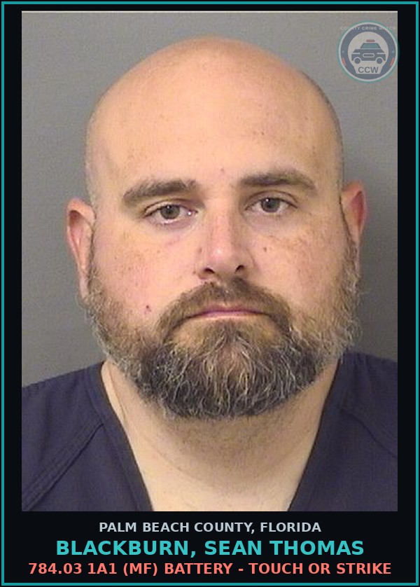 Booking mugshot of BLACKBURN, SEAN THOMAS in Palm Beach County