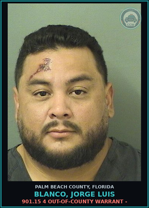 Booking mugshot of BLANCO, JORGE LUIS in Palm Beach County
