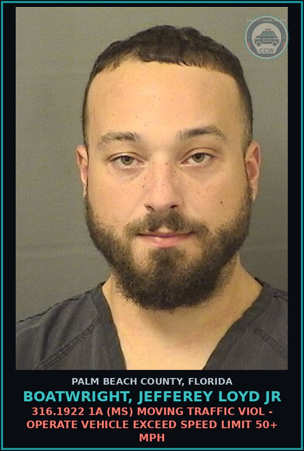 Booking mugshot of BOATWRIGHT, JEFFEREY LOYD Jr in Palm Beach County