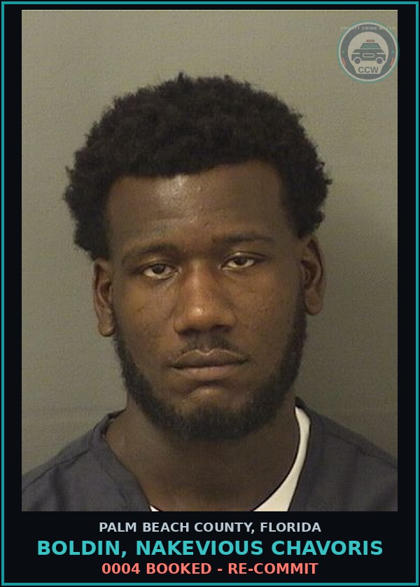 Booking mugshot of BOLDIN, NAKEVIOUS CHAVORIS in Palm Beach County