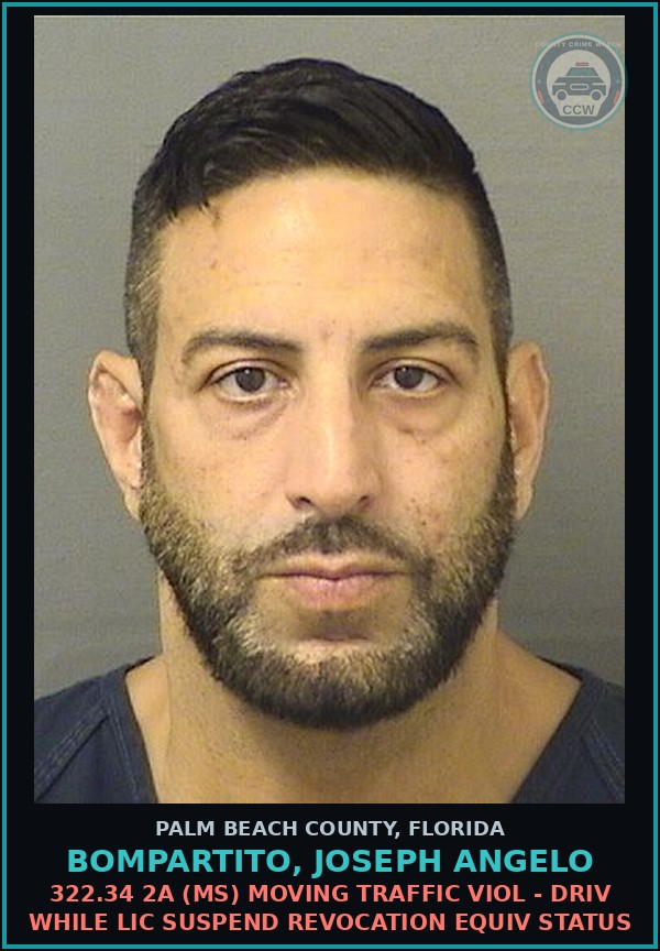 Booking mugshot of BOMPARTITO, JOSEPH ANGELO in Palm Beach County