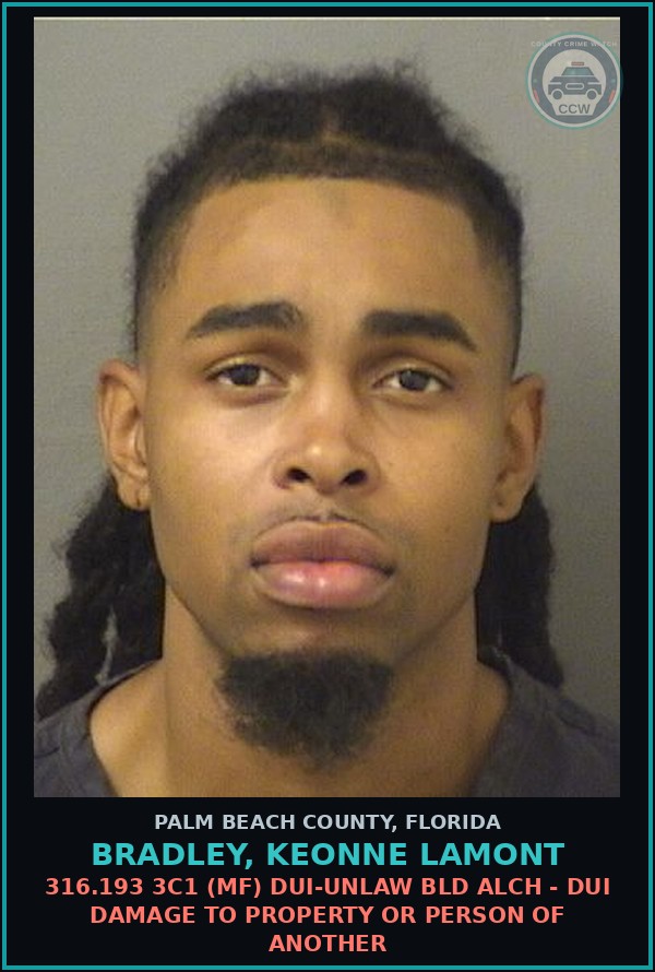 Booking mugshot of BRADLEY, KEONNE LAMONT in Palm Beach County