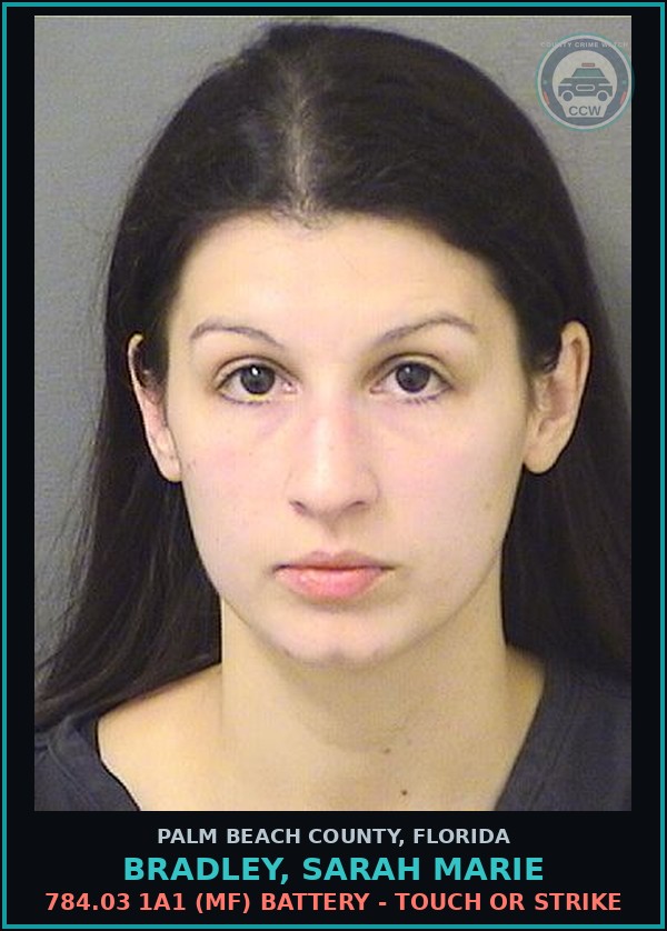 Booking mugshot of BRADLEY, SARAH MARIE in Palm Beach County