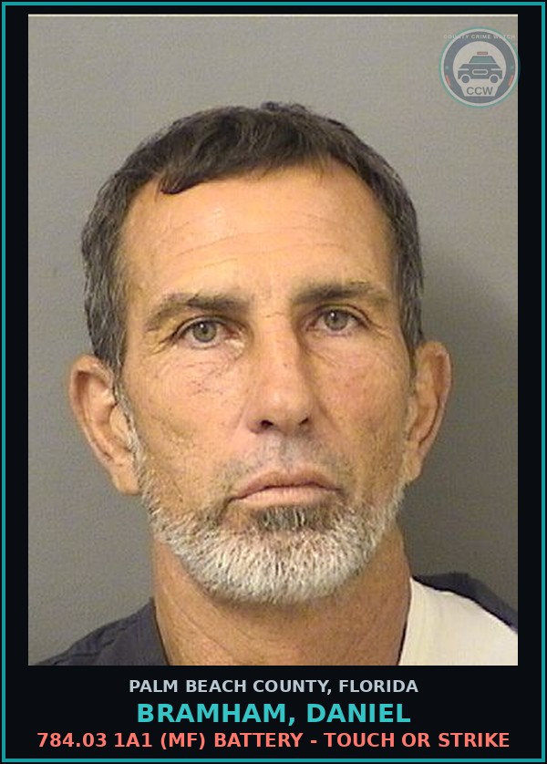 Booking mugshot of BRAMHAM, DANIEL in Palm Beach County