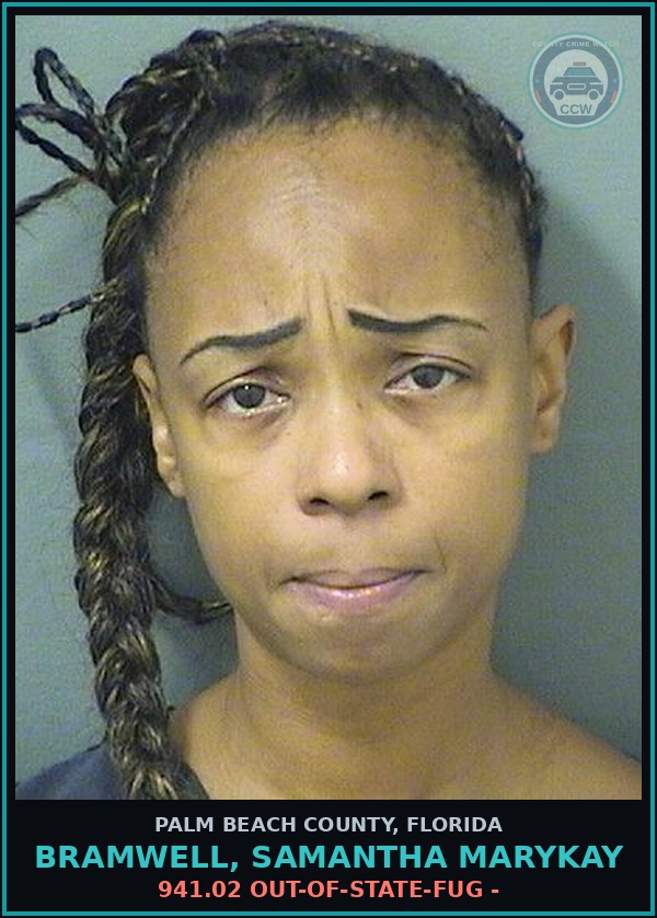 Booking mugshot of BRAMWELL, SAMANTHA MARYKAY in Palm Beach County