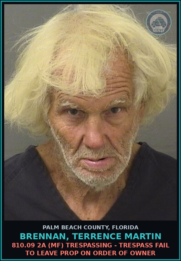 Booking mugshot of BRENNAN, TERRENCE MARTIN in Palm Beach County