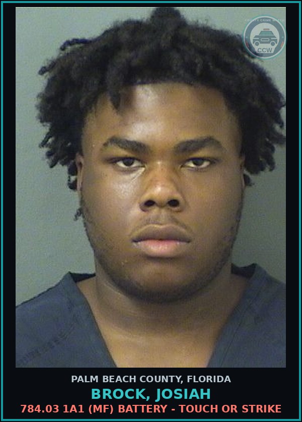 Booking mugshot of BROCK, JOSIAH in Palm Beach County
