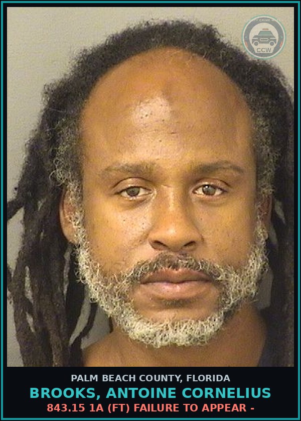 Booking mugshot of BROOKS, ANTOINE CORNELIUS in Palm Beach County