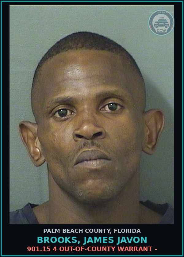 Booking mugshot of BROOKS, JAMES JAVON in Palm Beach County