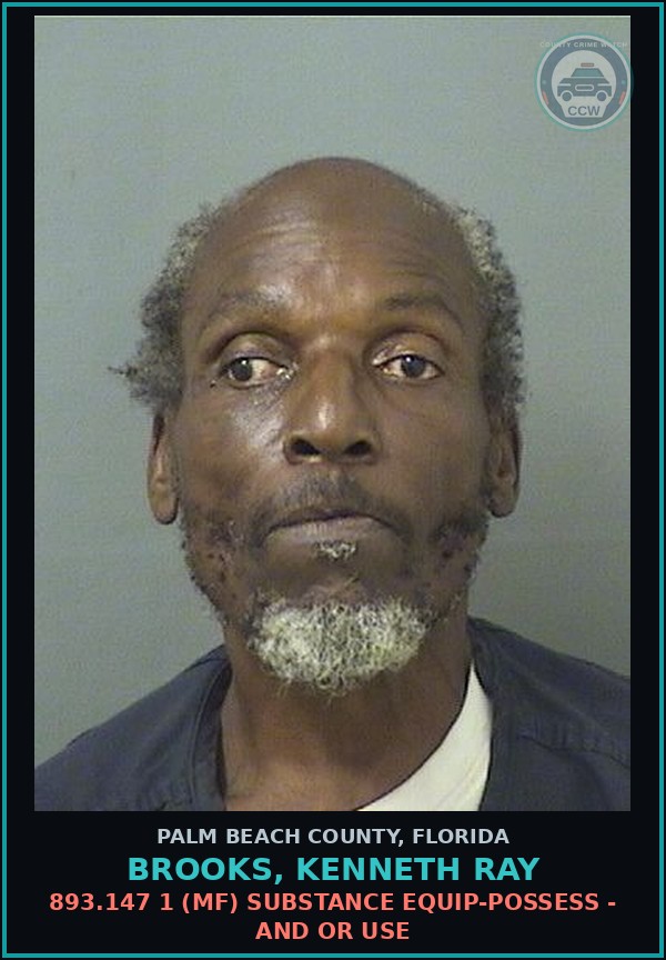 Booking mugshot of BROOKS, KENNETH RAY in Palm Beach County
