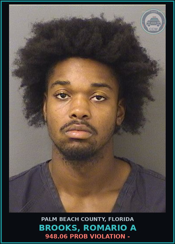 Booking mugshot of BROOKS, ROMARIO A in Palm Beach County