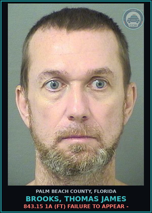 Booking mugshot of BROOKS, THOMAS JAMES in Palm Beach County