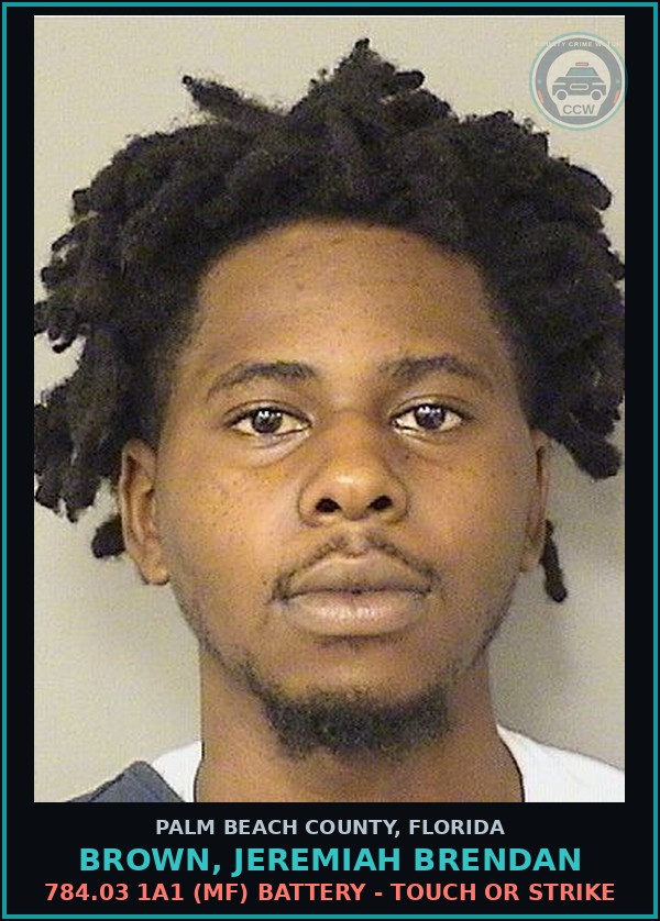 Booking mugshot of BROWN, JEREMIAH BRENDAN in Palm Beach County