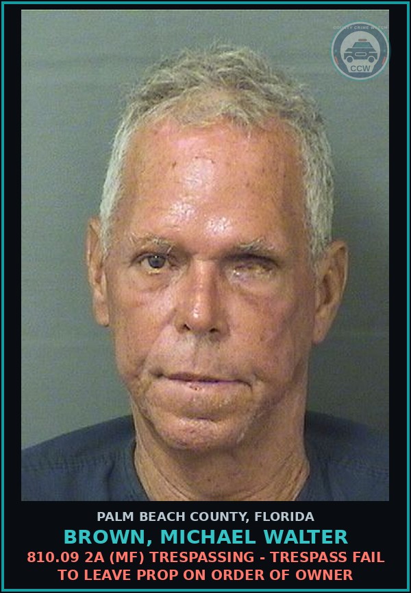 Booking mugshot of BROWN, MICHAEL WALTER in Palm Beach County