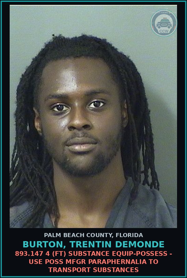 Booking mugshot of BURTON, TRENTIN DEMONDE in Palm Beach County