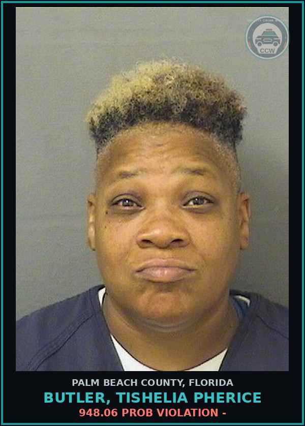 Booking mugshot of BUTLER, TISHELIA PHERICE in Palm Beach County