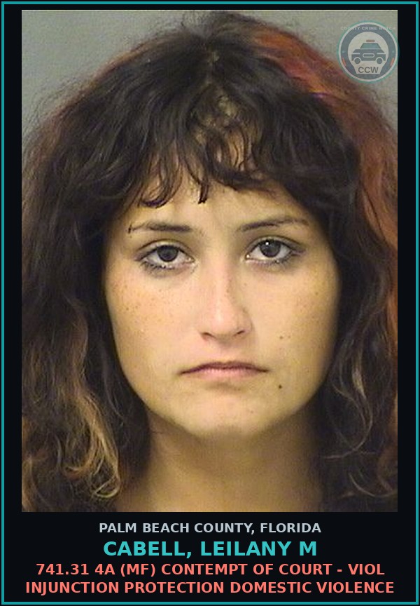Booking mugshot of CABELL, LEILANY M in Palm Beach County