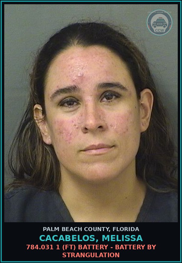 Booking mugshot of CACABELOS, MELISSA in Palm Beach County