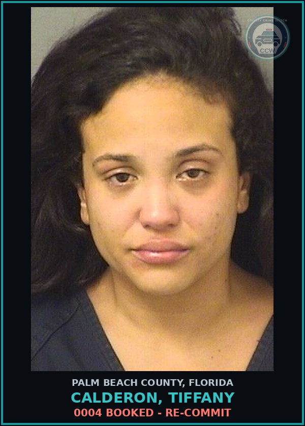 Booking mugshot of CALDERON, TIFFANY in Palm Beach County