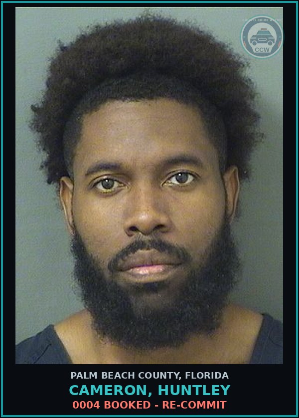Booking mugshot of CAMERON, HUNTLEY in Palm Beach County
