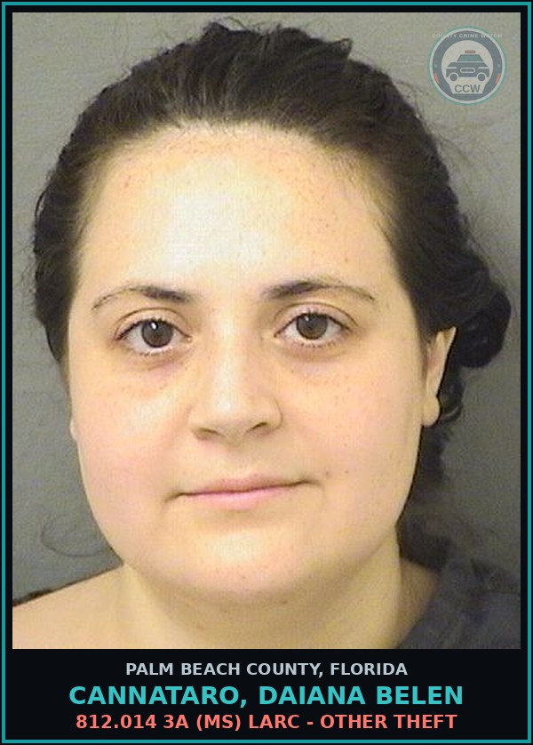 Booking mugshot of CANNATARO, DAIANA BELEN in Palm Beach County