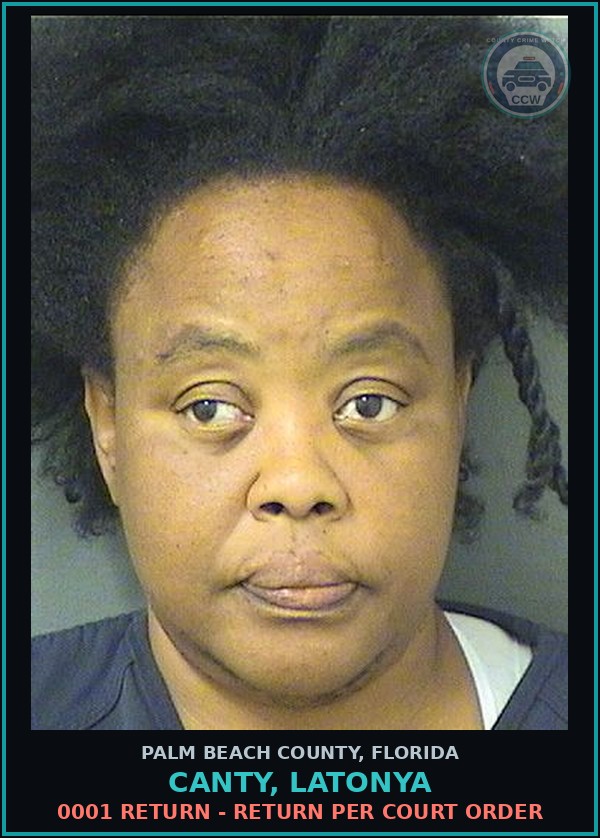 Booking mugshot of CANTY, LATONYA in Palm Beach County