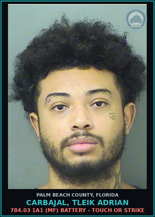 Booking mugshot of CARBAJAL, TLEIK ADRIAN in Palm Beach County