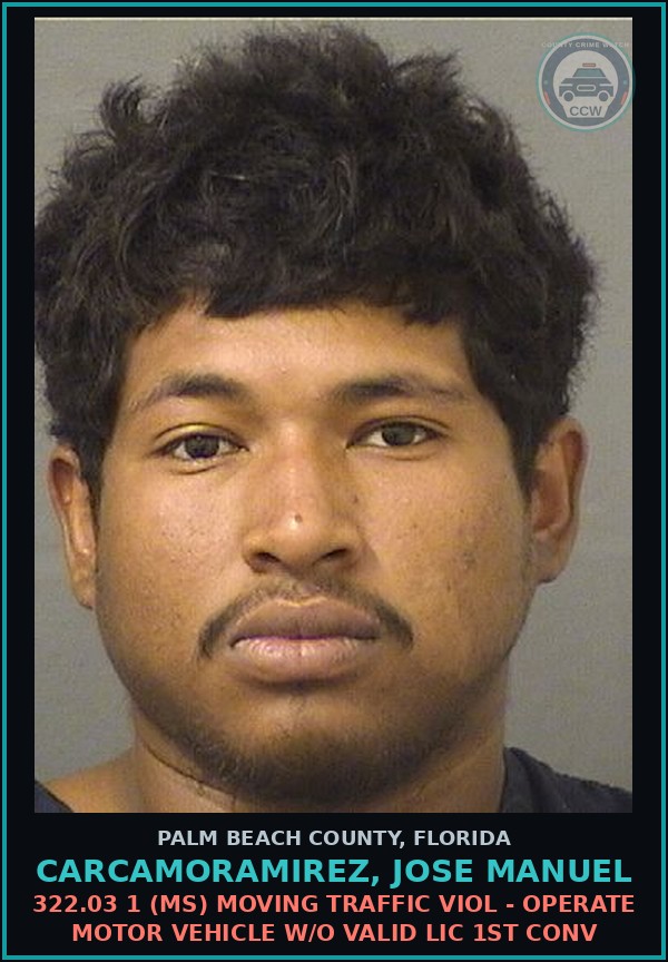 Booking mugshot of CARCAMORAMIREZ, JOSE MANUEL in Palm Beach County