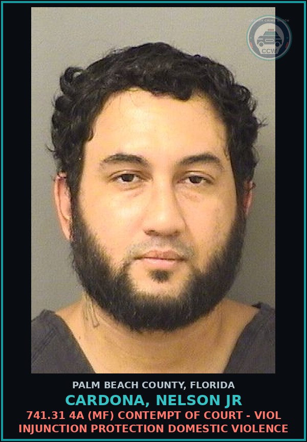 Booking mugshot of CARDONA, NELSON Jr in Palm Beach County