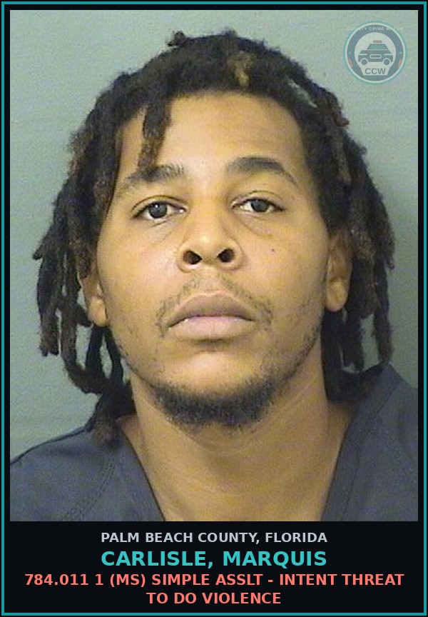 Booking mugshot of CARLISLE, MARQUIS in Palm Beach County