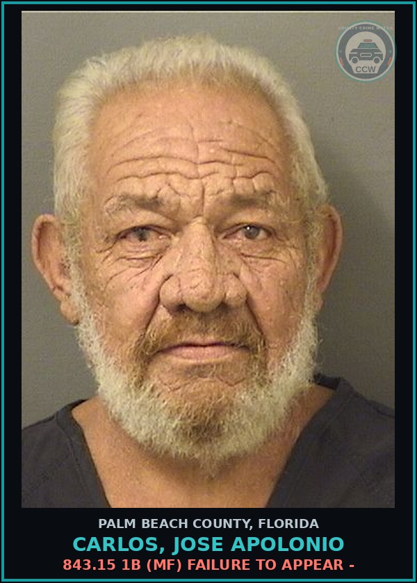 Booking mugshot of CARLOS, JOSE APOLONIO in Palm Beach County