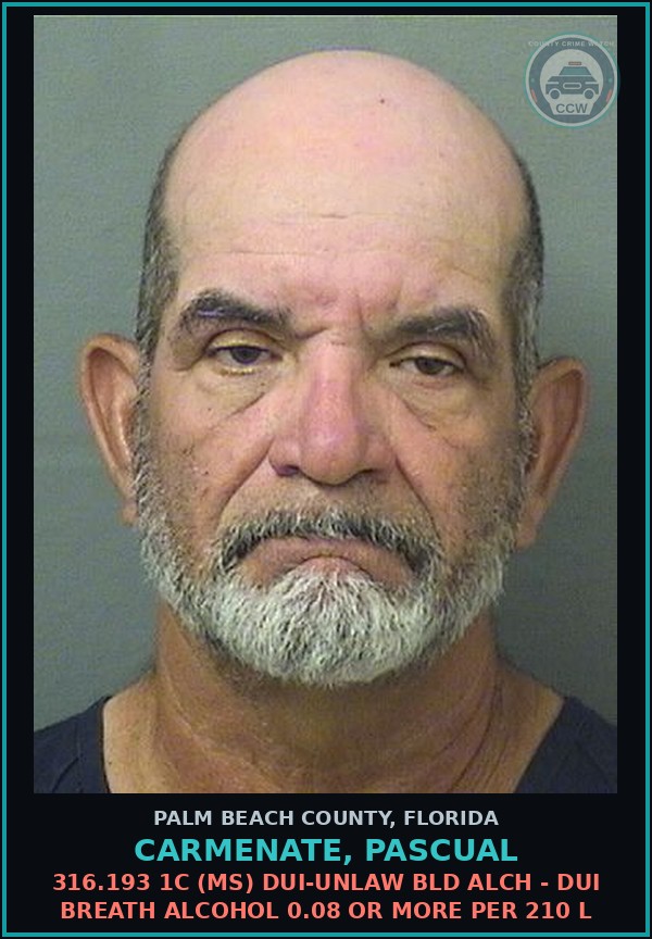 Booking mugshot of CARMENATE, PASCUAL in Palm Beach County