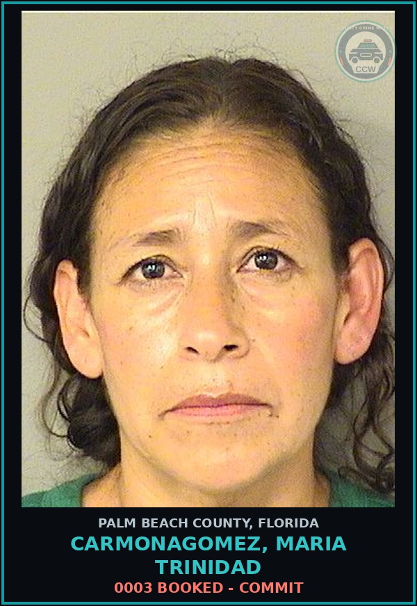 Booking mugshot of CARMONAGOMEZ, MARIA TRINIDAD in Palm Beach County