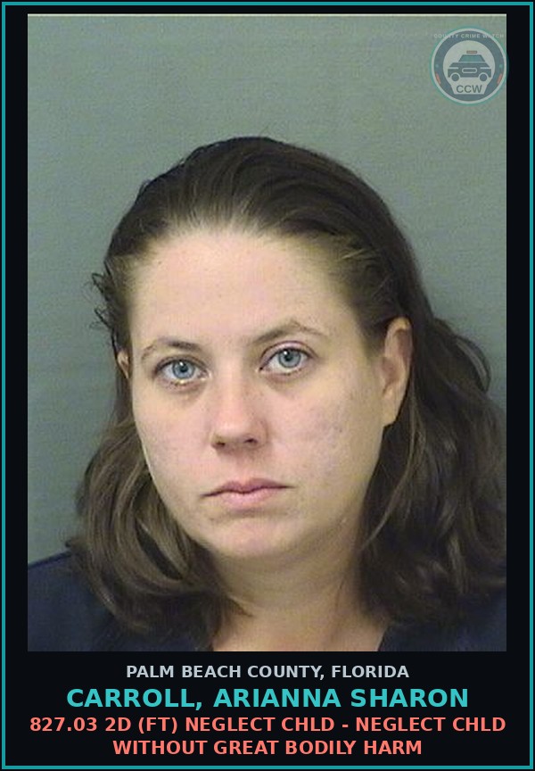 Booking mugshot of CARROLL, ARIANNA SHARON in Palm Beach County