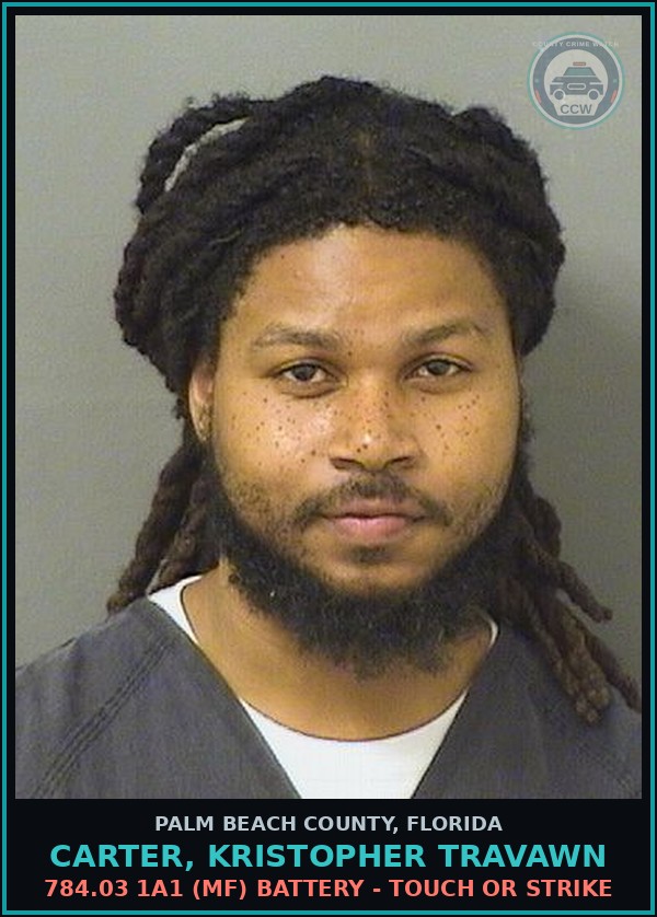 Booking mugshot of CARTER, KRISTOPHER TRAVAWN in Palm Beach County