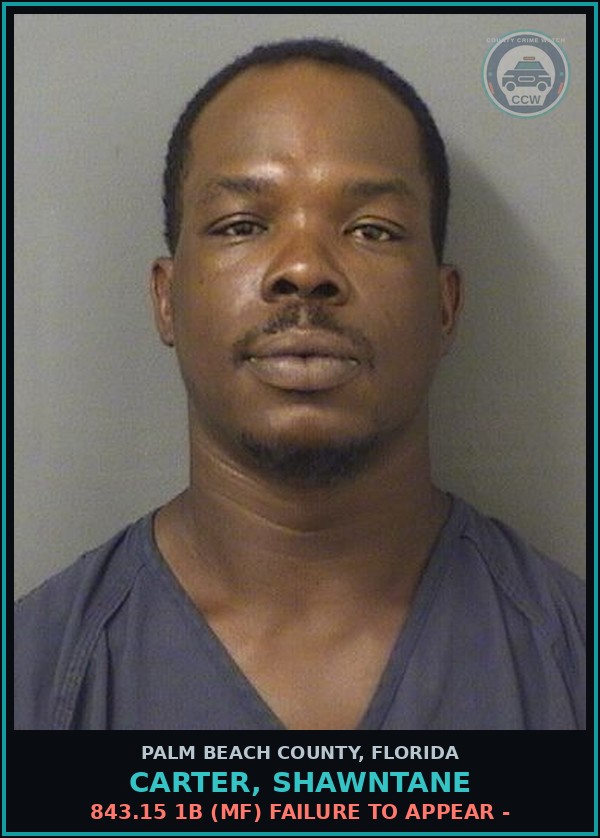 Booking mugshot of CARTER, SHAWNTANE in Palm Beach County