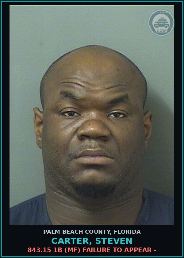 Booking mugshot of CARTER, STEVEN in Palm Beach County