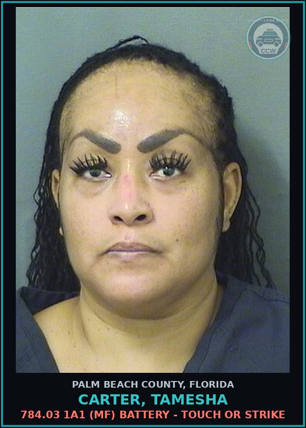 Booking mugshot of CARTER, TAMESHA in Palm Beach County