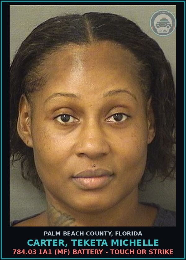 Booking mugshot of CARTER, TEKETA MICHELLE in Palm Beach County