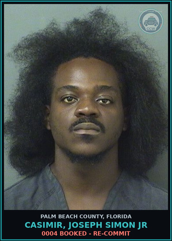 Booking mugshot of CASIMIR, JOSEPH SIMON Jr in Palm Beach County
